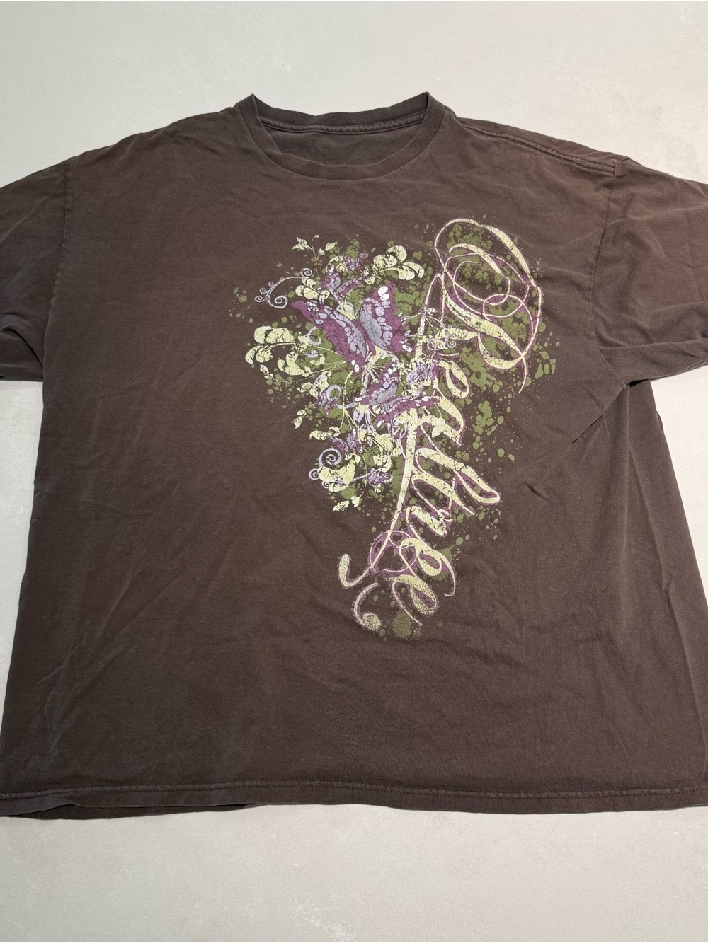Vintage real tree brown butterfly shirt